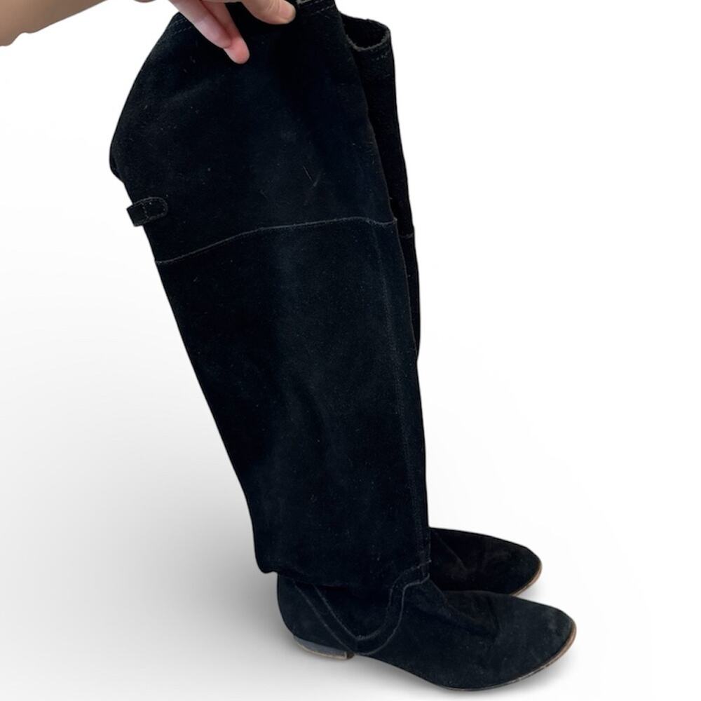 Zara Black Suede Leather Over The Knee Boots Women’s 8 Fall Tall Boho Classic